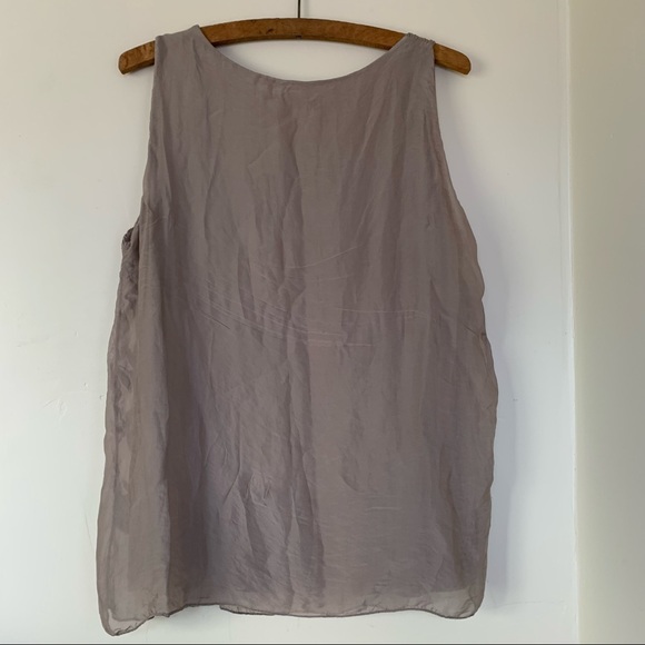 Embroidered silk blend relaxed tank - Picture 2 of 6